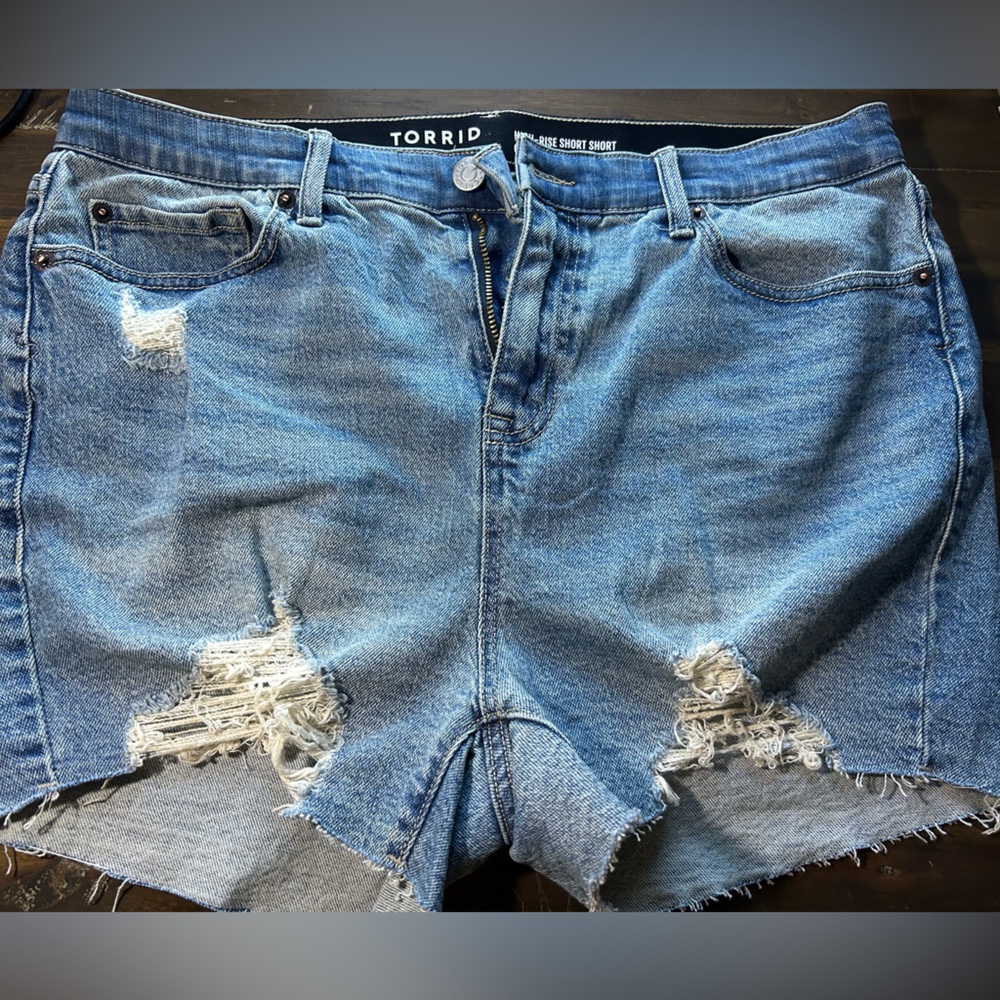 Torrid Light Blue Distressed Denim Shorts